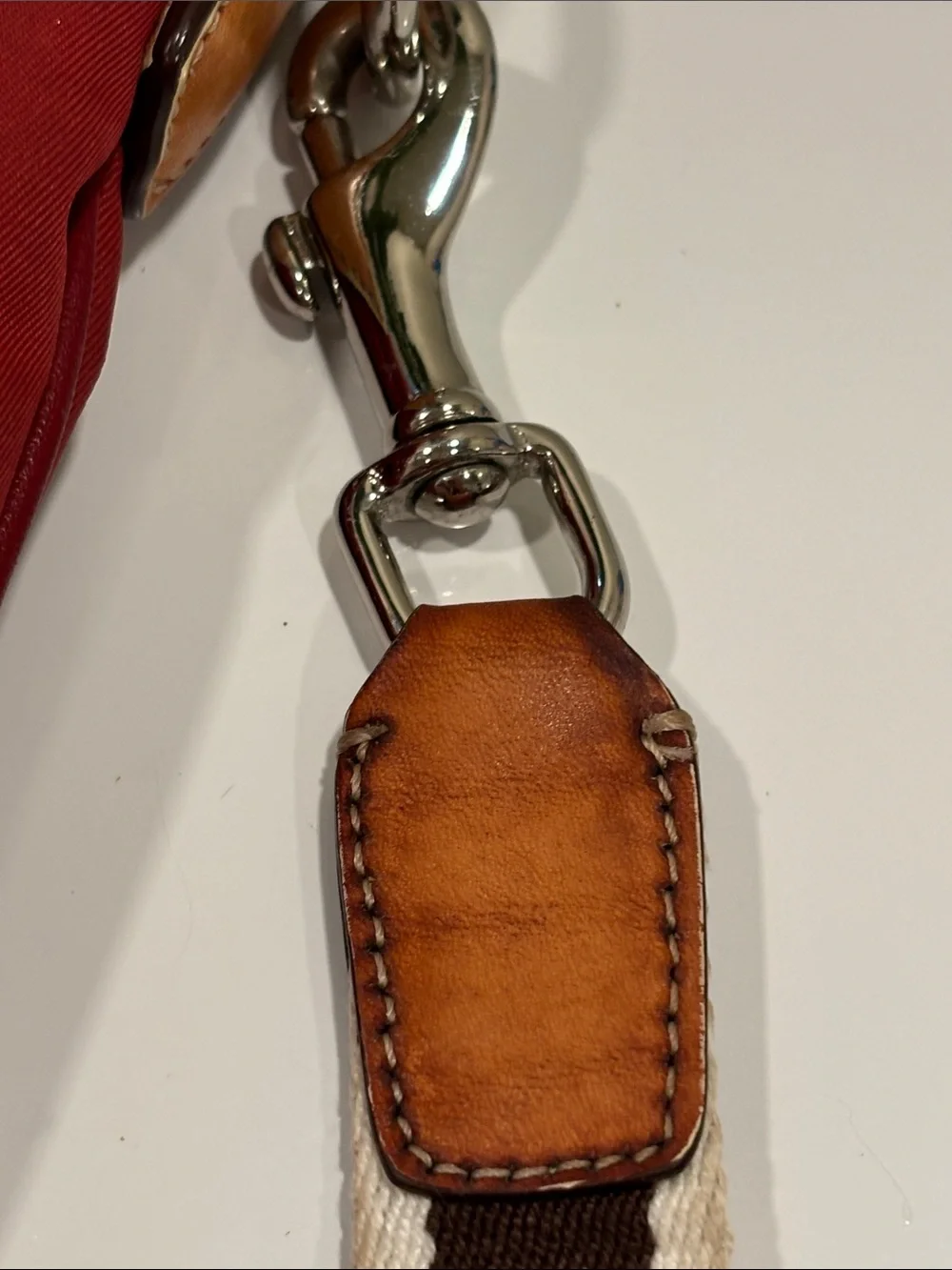 Coach Red Nylon Crossbody Bag with Striped Adjustable Strap